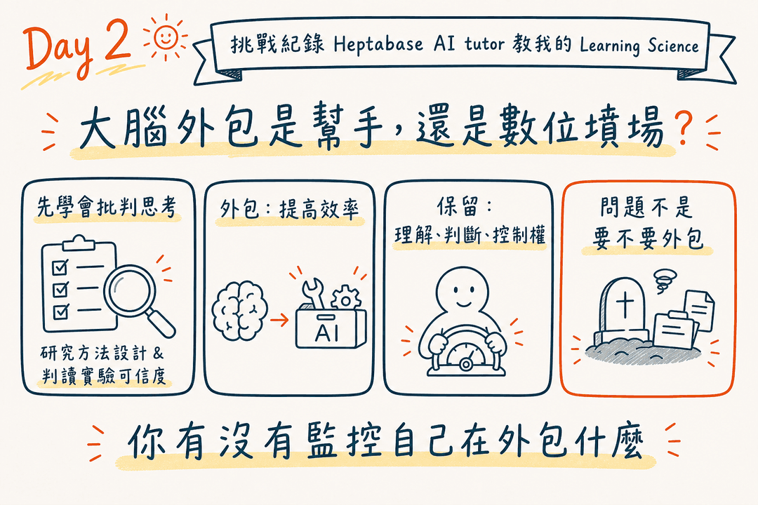 大腦外包筆記總覽:先學會批判思考、外包提高效率、保留理解判斷與控制權——問題不是要不要外包,而是有沒有監控自己在外包什麼